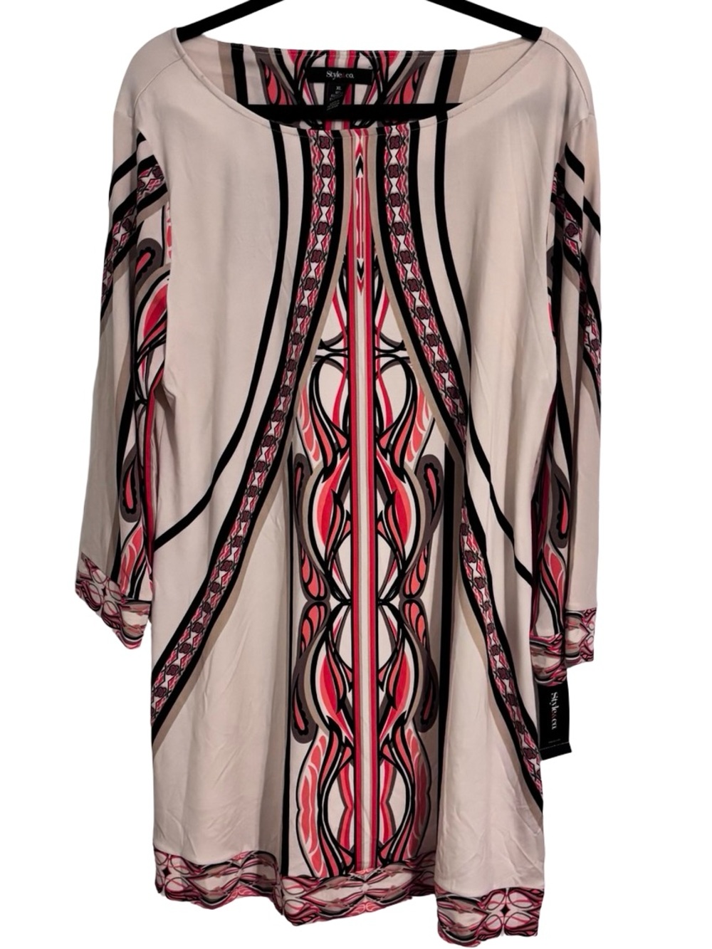 Style & Co. Orange Black and Cream Striped Blouse